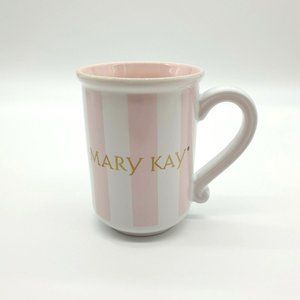 Mary Kay Coffee Mug Pink Stripe Cosmetic Company Gift Make Up Sales Beauty Line
